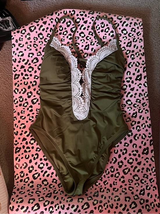 Time and Tru Other - Time and Tru Olive Green One-Piece Swimsuit with White Tag